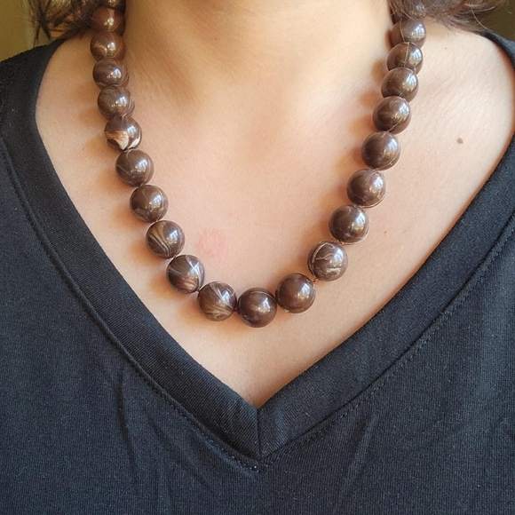 Vintage Classic Brown Beaded Boho Bohemian Necklace - Picture 3 of 6